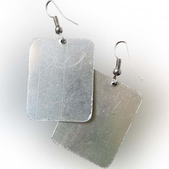 Lightweight, & colorful earrings with images of smiling devil masks. Handmade. - Picture 2 of 2